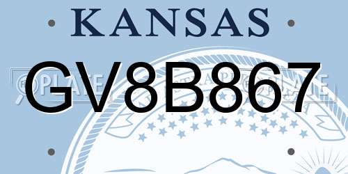 GV8B867 Kansas License Plate