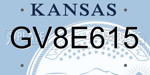 GV8E615 Kansas License Plate