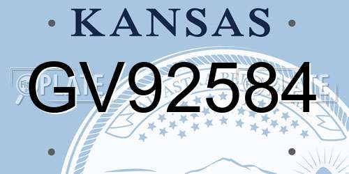 GV92584 Kansas License Plate