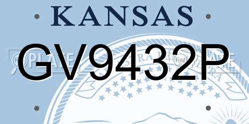 GV9432P Kansas License Plate
