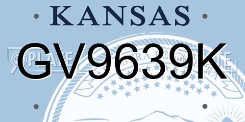 GV9639K Kansas License Plate