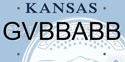 GVBBABB Kansas License Plate