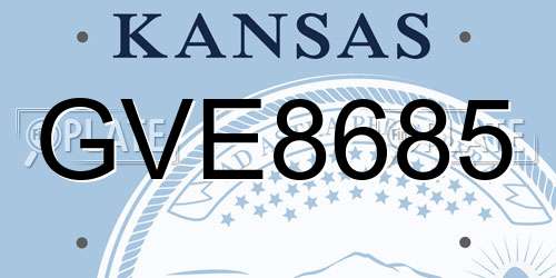 GVE8685 Kansas License Plate