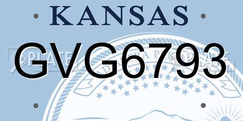 GVG6793 Kansas License Plate