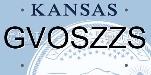 GVOSZZS Kansas License Plate