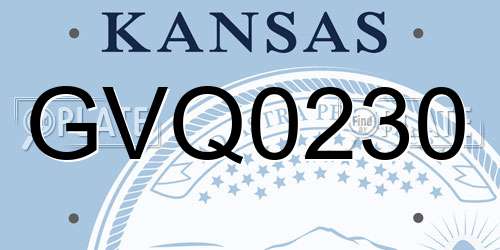 GVQ0230 Kansas License Plate