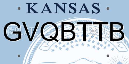 GVQBTTB Kansas License Plate