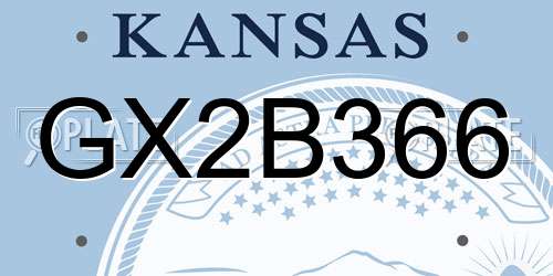 GX2B366 Kansas License Plate