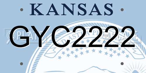 GYC2222 Kansas License Plate