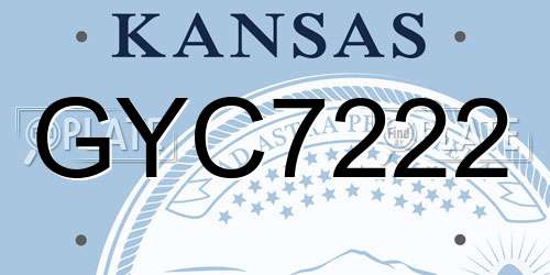 GYC7222 Kansas License Plate