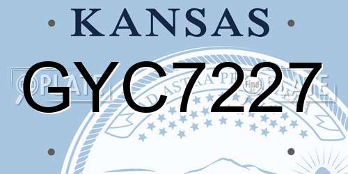 GYC7227 Kansas License Plate