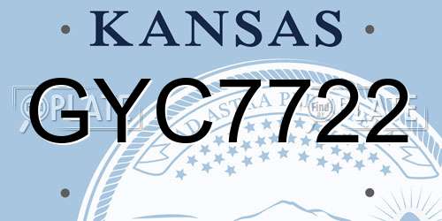 GYC7722 Kansas License Plate
