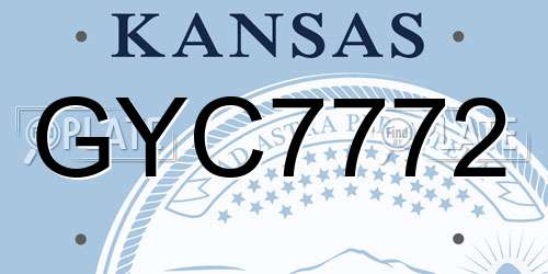 GYC7772 Kansas License Plate