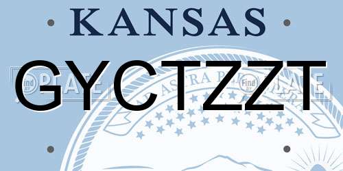 GYCTZZT Kansas License Plate