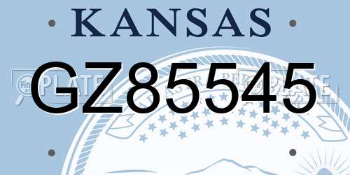 GZ85545 Kansas License Plate