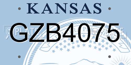 GZB4075 Kansas License Plate