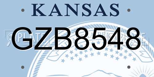 GZB8548 Kansas License Plate