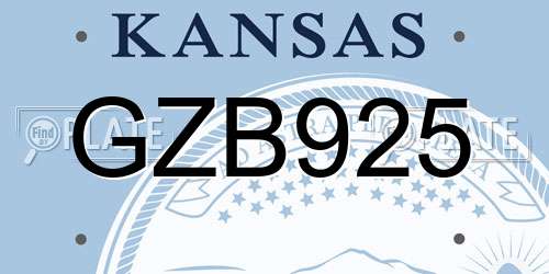 GZB925 Kansas License Plate