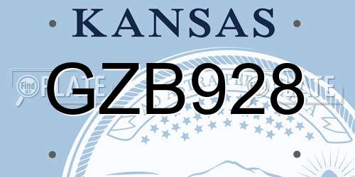 GZB928 Kansas License Plate