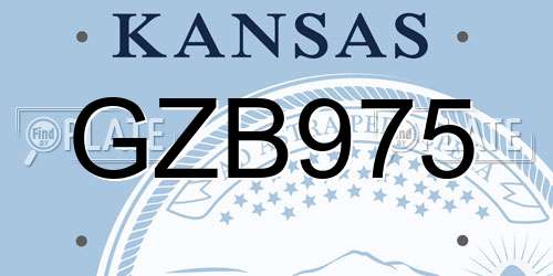 GZB975 Kansas License Plate