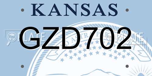 GZD702 Kansas License Plate