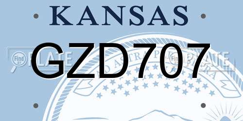 GZD707 Kansas License Plate