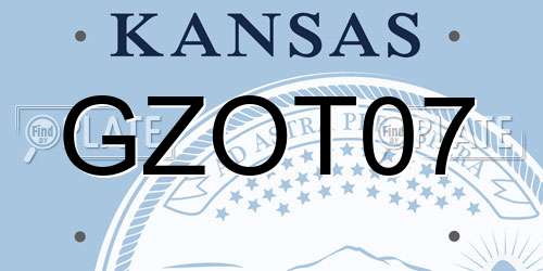 GZOT07 Kansas License Plate