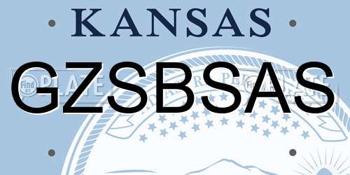 GZSBSAS Kansas License Plate