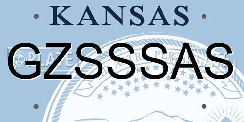 GZSSSAS Kansas License Plate