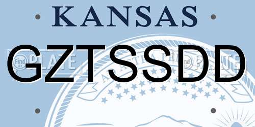 GZTSSDD Kansas License Plate