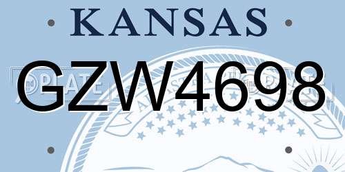 GZW4698 Kansas License Plate