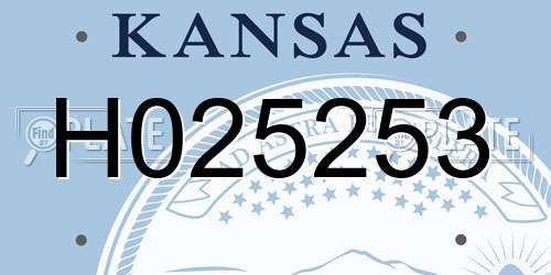 H025253 Kansas License Plate