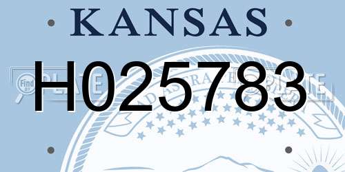H025783 Kansas License Plate