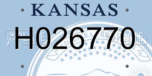 H026770 Kansas License Plate