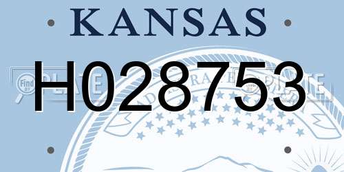 H028753 Kansas License Plate