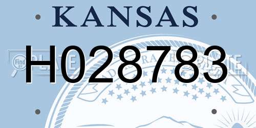 H028783 Kansas License Plate
