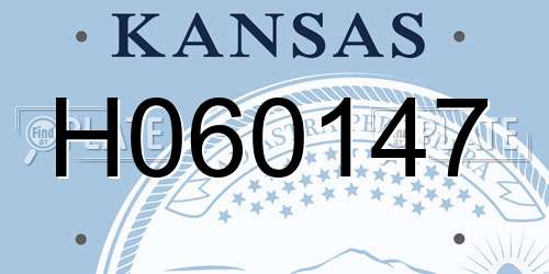 H060147 Kansas License Plate