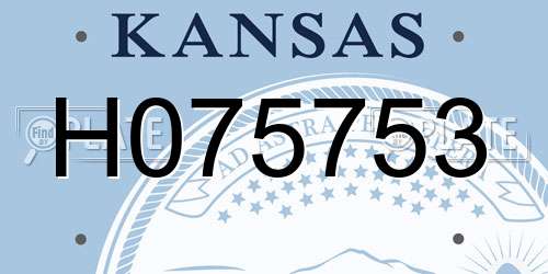 H075753 Kansas License Plate