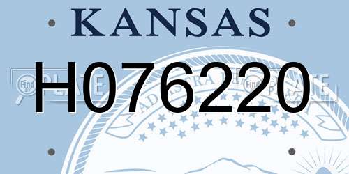 H076220 Kansas License Plate