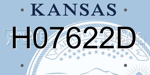 H07622D Kansas License Plate