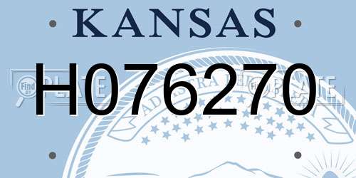H076270 Kansas License Plate