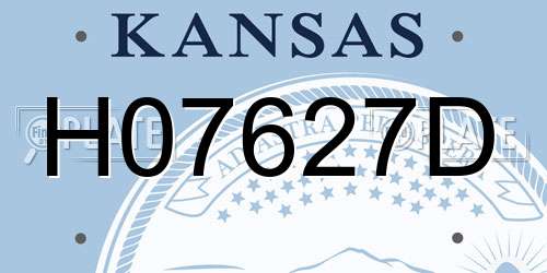 H07627D Kansas License Plate