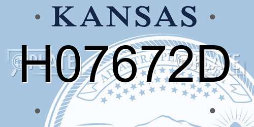 H07672D Kansas License Plate
