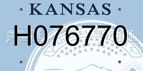 H076770 Kansas License Plate