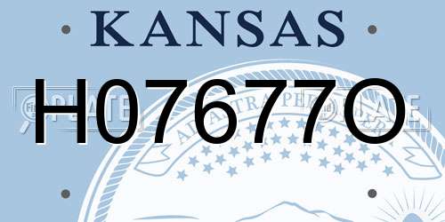H07677O Kansas License Plate