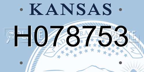 H078753 Kansas License Plate