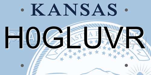 H0GLUVR Kansas License Plate