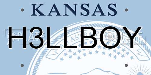 H3LLBOY Kansas License Plate