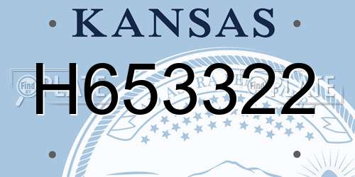 H653322 Kansas License Plate