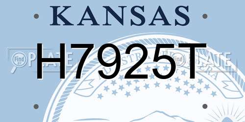 H7925T Kansas License Plate